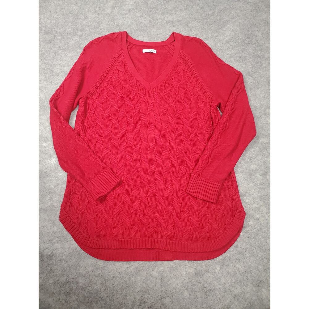 Sonoma Women's XL Red Raglan Sleeve V-Neck Sweater